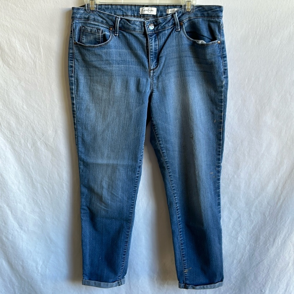 Jessica Simpson rolled crop skinny blue jeans, size 14/32